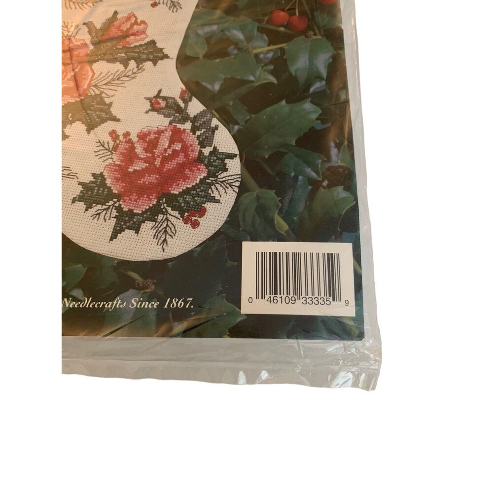 Bucilla Christmas Roses 16 Inch Stocking Cross Stitch Kit Holiday New #33335 - Picture 4 of 6
